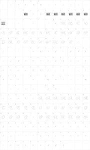 Mapa de caracteres da fonte Encina Script