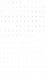 Mapa de caracteres da fonte English Essay