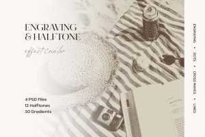 Engraving & Halftone Effects (PSD)