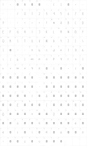 Mapa de caracteres da fonte Ensure