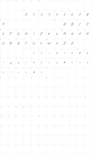 Mapa de caracteres da fonte Epic Ride