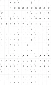 Mapa de caracteres da fonte Esplanade Script