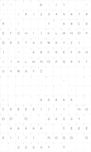 Mapa de caracteres da fonte ETH