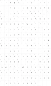 Mapa de caracteres da fonte Eurofurence