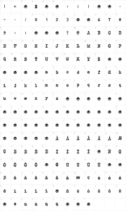Mapa de caracteres da fonte Evil Laughter