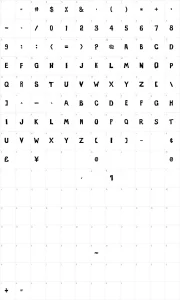 Mapa de caracteres da fonte Evil of Frankenstein