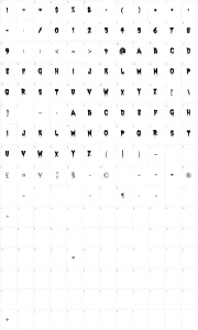 Mapa de caracteres da fonte Exquisite Corpse