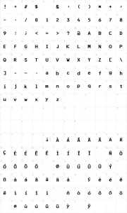 Mapa de caracteres da fonte F25 Bank Printer