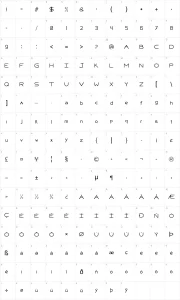 Mapa de caracteres da fonte Fafers Technical