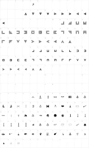 Mapa de caracteres da fonte FAM-Code