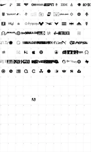 Mapa de caracteres da fonte Famous Logos