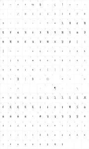 Mapa de caracteres da fonte Fancy Card Text