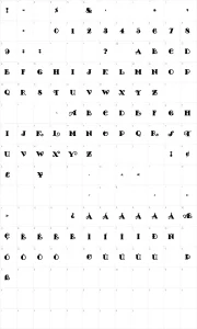 Mapa de caracteres da fonte Fancy Pants