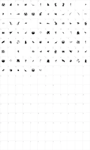 Mapa de caracteres da fonte Fantastic Creatures