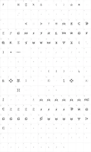 Mapa de caracteres da fonte Fantastic Pete