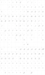 Mapa de caracteres da fonte Fascinating Celestina