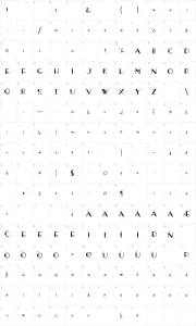 Mapa de caracteres da fonte Fashion Victim