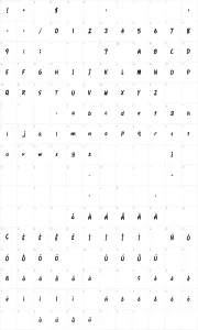 Mapa de caracteres da fonte Fawn Script