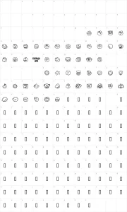Mapa de caracteres da fonte Fazings One