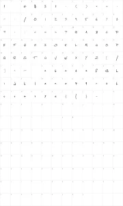 Mapa de caracteres da fonte Fh Script