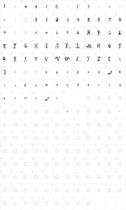 Mapa de caracteres da fonte Fiddums Family