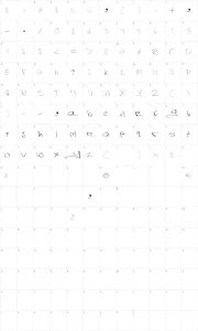 Mapa de caracteres da fonte Figge Hand Style