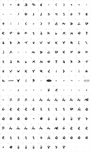 Mapa de caracteres da fonte Fight Kid