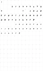Mapa de caracteres da fonte Fighting Spirit