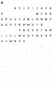 Mapa de caracteres da fonte Filled ABC