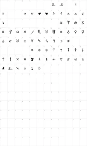 Mapa de caracteres da fonte Fiolex Mephisto Dingbats