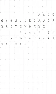 Mapa de caracteres da fonte First Crush