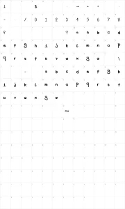 Mapa de caracteres da fonte First font lower fat