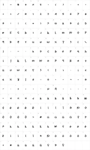 Mapa de caracteres da fonte First Order