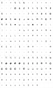 Mapa de caracteres da fonte Fish in the bathroom