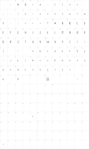 Mapa de caracteres da fonte Fist Writing