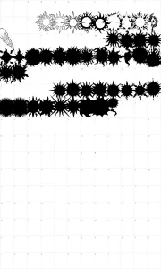Mapa de caracteres da fonte Flaming Stars & Splatters