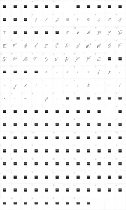 Mapa de caracteres da fonte Flash Back