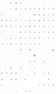 Mapa de caracteres da fonte Flatform