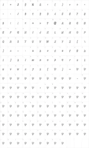 Mapa de caracteres da fonte Flim-Flam