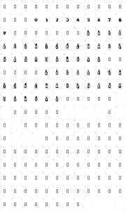 Mapa de caracteres da fonte Flying Penguin