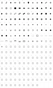 Mapa de caracteres da fonte FnT Basic Shapes 1