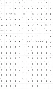 Mapa de caracteres da fonte Font for Erin