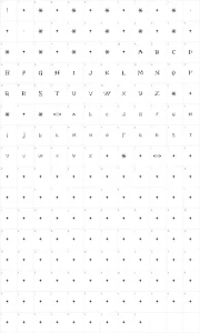 Mapa de caracteres da fonte Font in a Red Suit