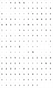 Mapa de caracteres da fonte Font On A Stick