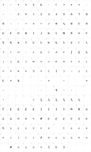 Mapa de caracteres da fonte Fontdinerdotcom Loungy