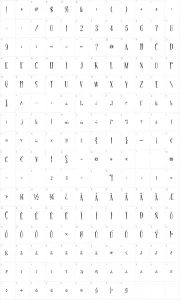 Mapa de caracteres da fonte Fontdinerdotcom Sparkly