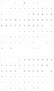 Mapa de caracteres da fonte Fontleroy Brown