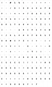 Mapa de caracteres da fonte FOP Title Style