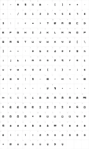 Mapa de caracteres da fonte Forced Square