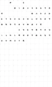 Mapa de caracteres da fonte Forty Script